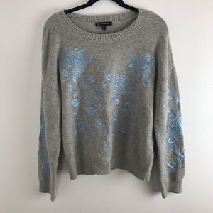 INC International Concepts Gray and Blue Floral Sweater